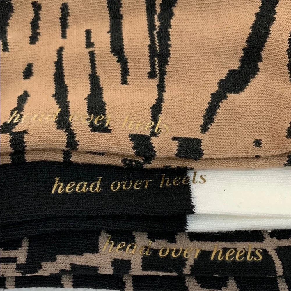 Kate Spade No Show Socks Black and Brown Print 3 pairs One size